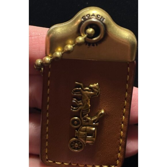 Vintage Coach 1941 Leather Hangtag Rogue Horse & Carriage Camel Oxblood Brass - Picture 5 of 11